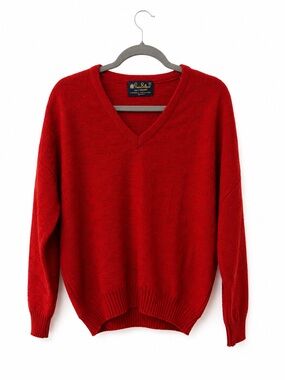 Vintage Made In Canada Red V-Neck Sweater